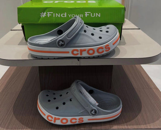 UNISEX CROCS BAYABAND CLOGS SANDAL GREY ORANGE