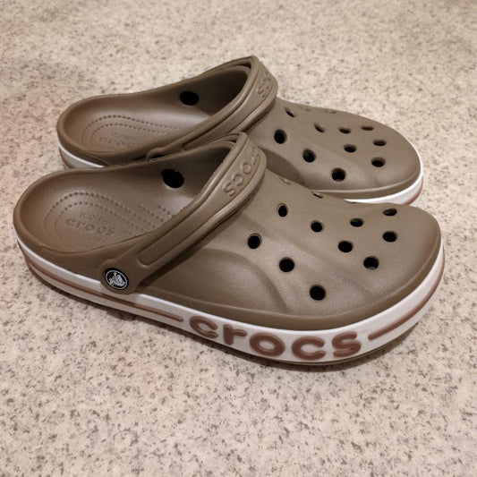 UNISEX CROCS BAYABAND CLOGS SANDAL BROWN WHITE