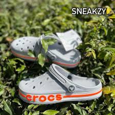 UNISEX CROCS BAYABAND CLOGS SANDAL GREY ORANGE