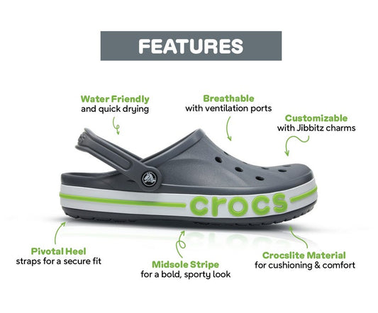UNISEX CROCS BAYABAND CLOGS SANDAL GREY GREEN